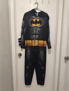 Batman Costume Jumpsuit Pajamas with Hood and Muscle Chest Men's Small